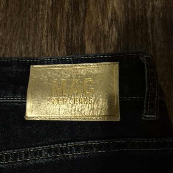 Mac Jeans Rich Dark Blue Women's Jeans Zipper Details Size 42/28 Plus Size - Picture 5 of 8